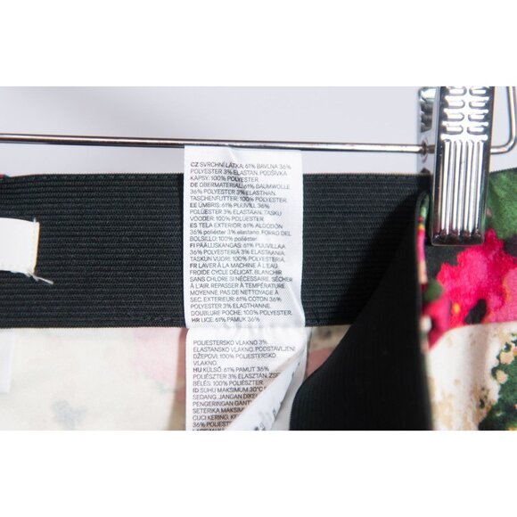 H&M Pink Floral Mid-Rise Straight Slim Stretch Ankle Trouser Pants Size 10 - Picture 10 of 13